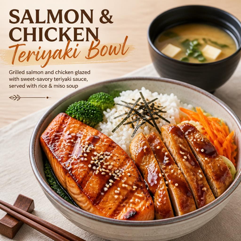 Salmon & Chicken Teriyaki Bowl Yakiniku Like